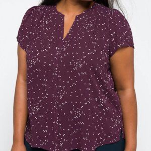 FUN2FUN Linnette Split Neck Smocked Blouse Size 2X